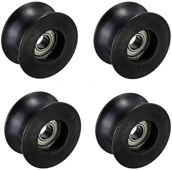 4-pack U-groove nylon pulley wheels with built-in bearings for sliding door systems