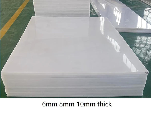 Size chart of UHMWPE plastic sheet in mm and inch for food equipment