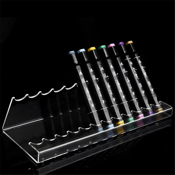 12-slot clear acrylic marker organizer for artists and teachers