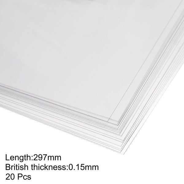 Pack of 20 transparent PVC sheets for desk, kitchen, and craft use