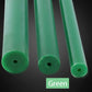 Size chart showing outer diameters from 25mm to 60mm and fixed 8mm inner diameter for PU rods
