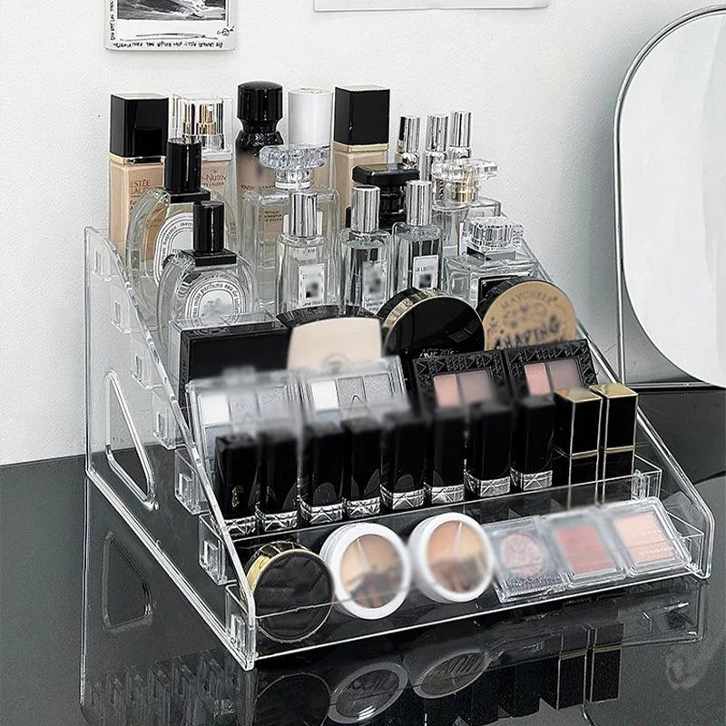 3/5/7-Tier Acrylic Makeup Organizer – Clear Vanity Storage Rack 3 layers 20cm
