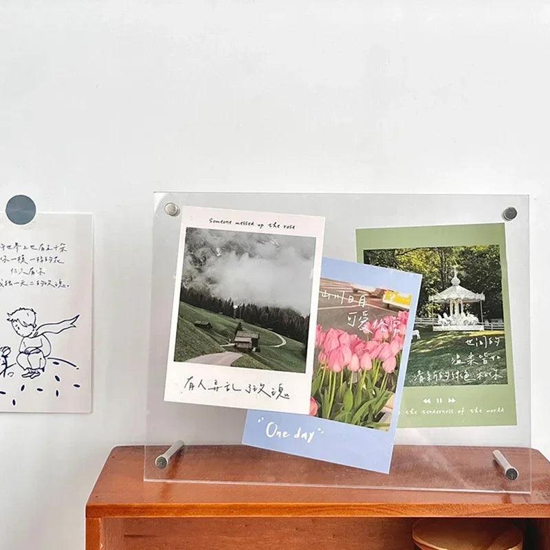 A close-up of the clear and transparent design of the photo frame