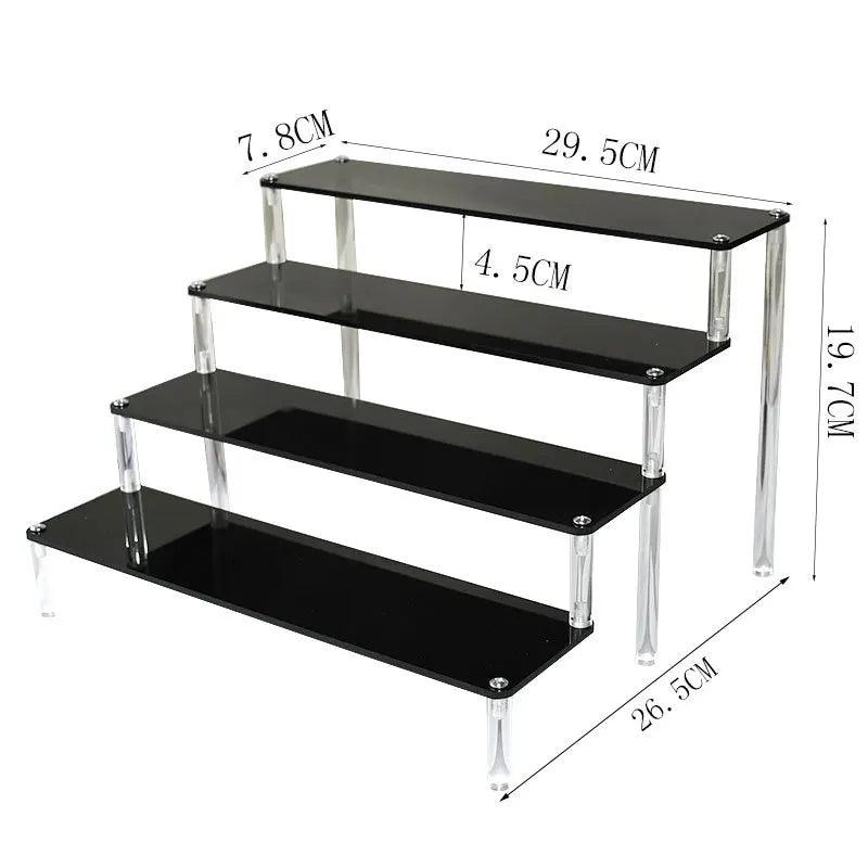 4 tier black acrylic display stand for makeup