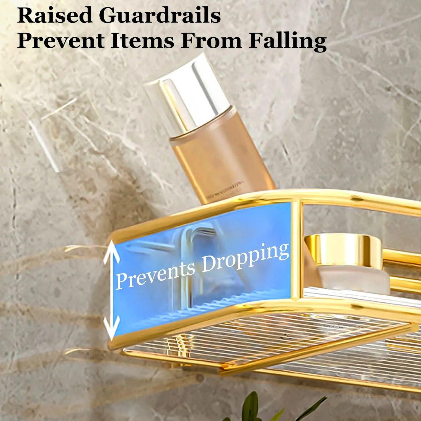 Acrylic corner bathroom shelf without drilling mounted in a toilet