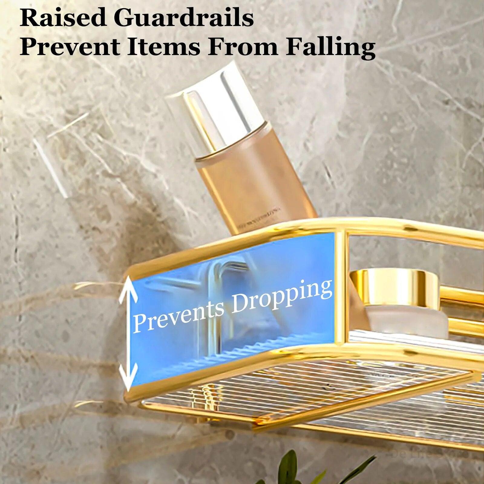 Acrylic corner bathroom shelf without drilling mounted in a toilet