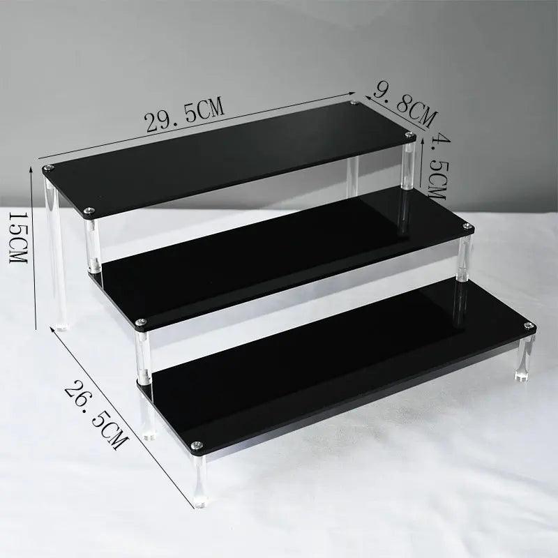 3 tier black acrylic display stand for makeup