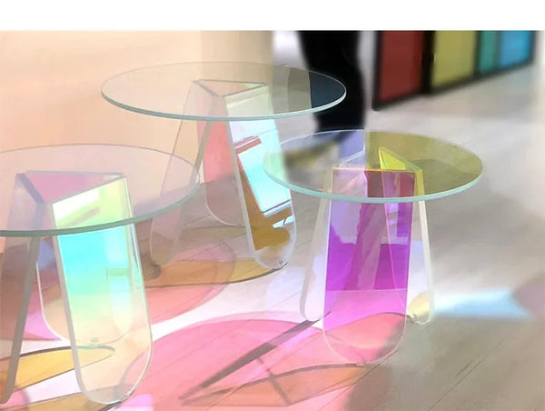 Acrylic accent table in restaurant dining area modern furniture