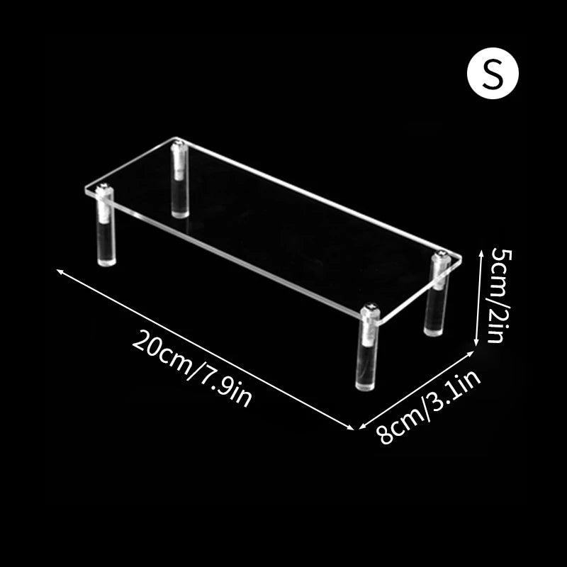 Clear organizer on bedroom dresser with makeup setup