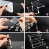 Detailed dimensions and specifications chart for acrylic display riser with measurements