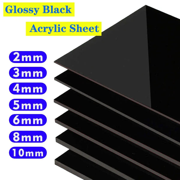 PMMA acrylic sheet size comparison showing 100x100mm to 300x300mm dimensions