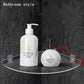 Acrylic shelf holding heavy bottles and decor as weight demonstration