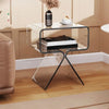 Premium acrylic side table close up detail showing polished edges