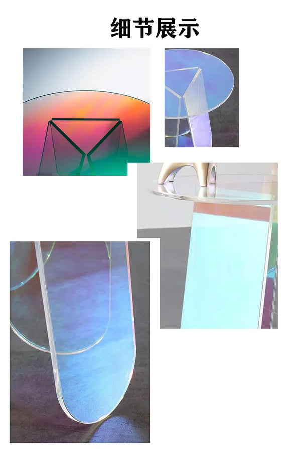 Acrylic side table integrated in home office workspace modern setup