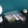 Dust-proof acrylic sunglasses holder with enclosed drawer system