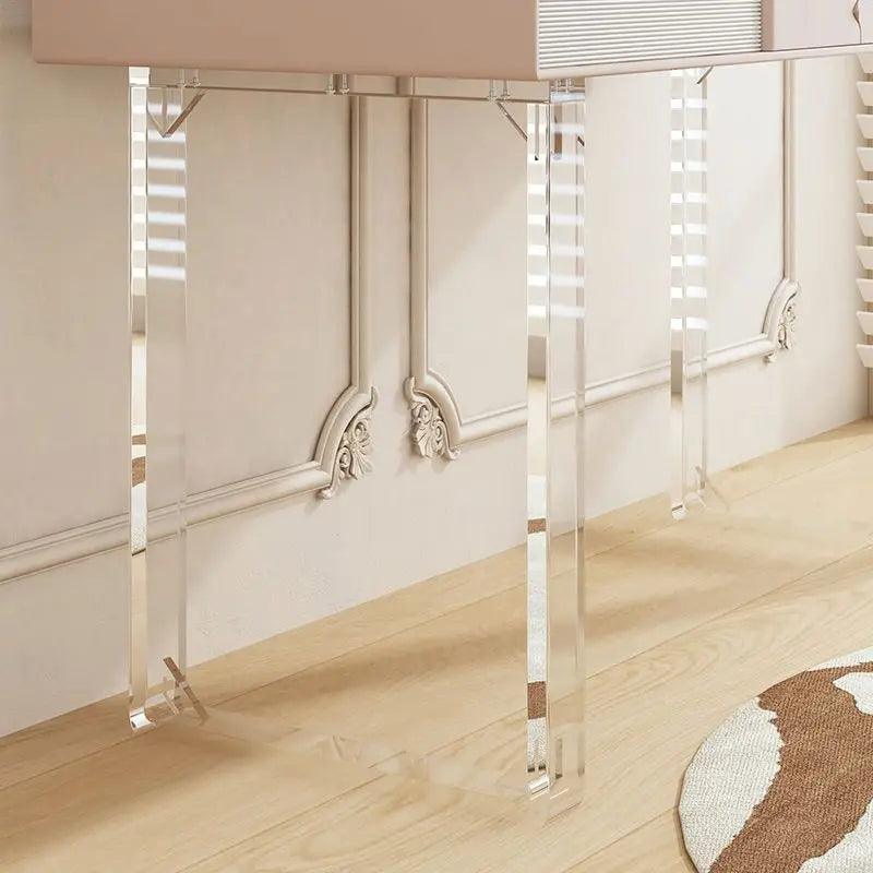 Foldable transparent acrylic table leg close-up for DIY use