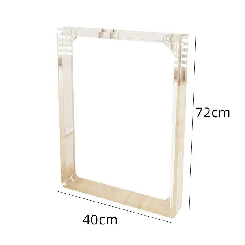 Top and bottom mounting plate detail of clear acrylic furniture leg