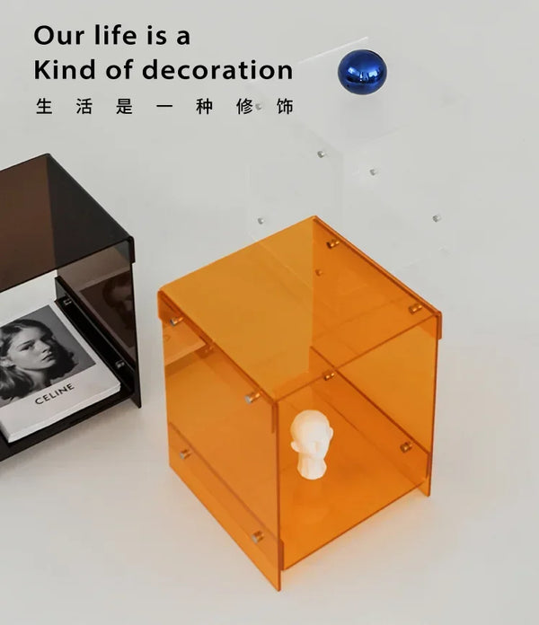 High-quality acrylic material detail of transparent coffee table