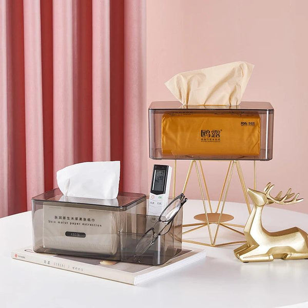 Multi-functional acrylic tissue holder for remote and desktop use