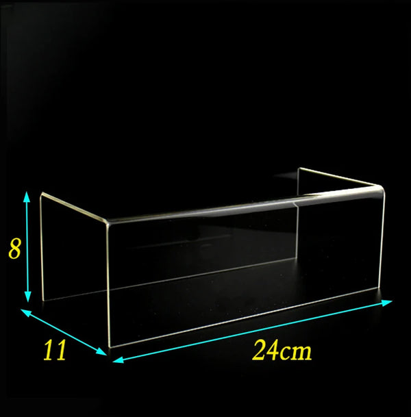 Five tier acrylic display stand providing maximum vertical showcase space