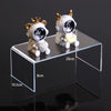 Multiple acrylic display stands arranged for comprehensive retail product showcase