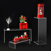 Multi-tier clear acrylic display stand with 5 levels for retail product showcase
