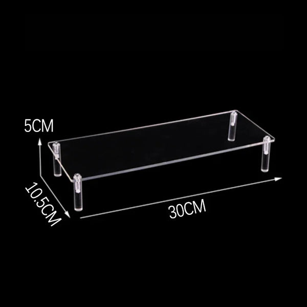 Hair salon products organized on professional acrylic tiered display