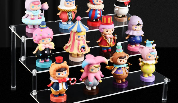 45-degree angle view of transparent acrylic display organizer