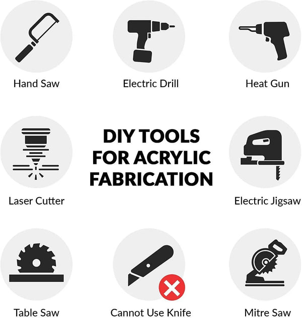 Multiple sizes of 2mm black acrylic boards from 100x100mm to 400x400mm