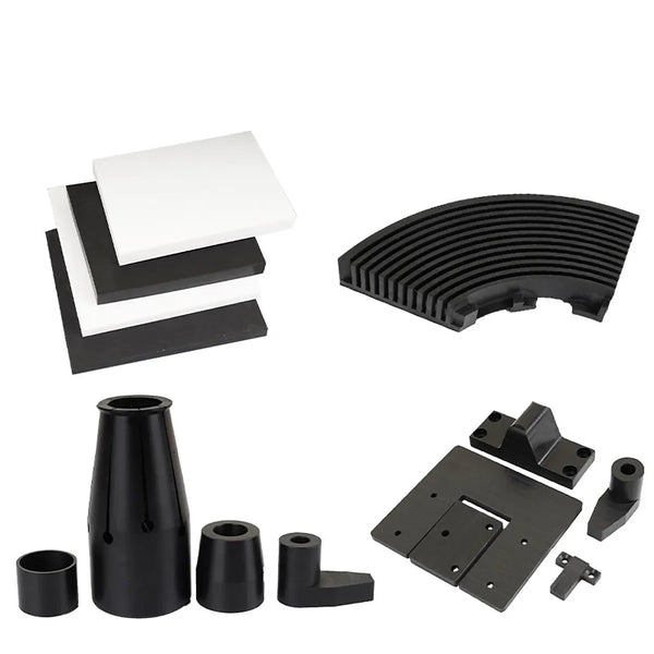 Comparison between black carbon-filled PTFE and white virgin PTFE sheets