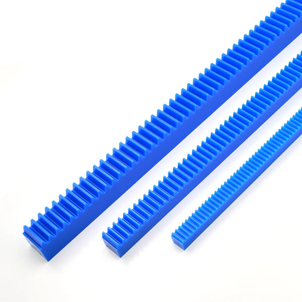 Blue nylon gear rack modulus 0.5-3.0 precision CNC linear motion 300mm 500mm front view