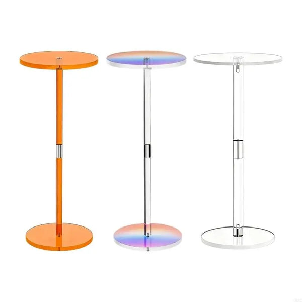 Modern clear acrylic coffee table with minimalist design, front view showing transparent construction
