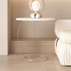 Modern clear acrylic end table in white for bay window or small spaces