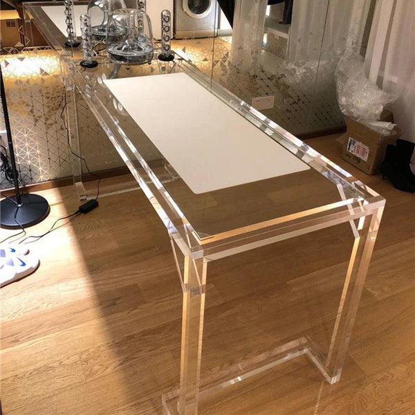 Clear acrylic table for small apartment use with drawer
