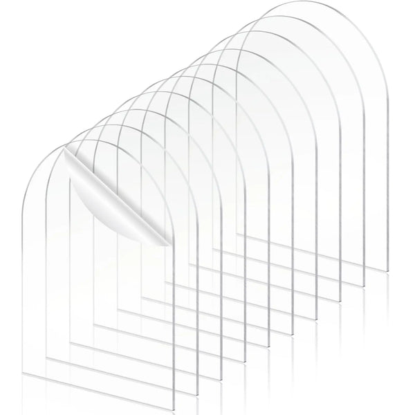 Clear cast acrylic arch shape sheet blank with smooth polished edges for laser cutting projects