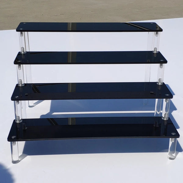 Men's cologne collection displayed on bathroom acrylic organizer