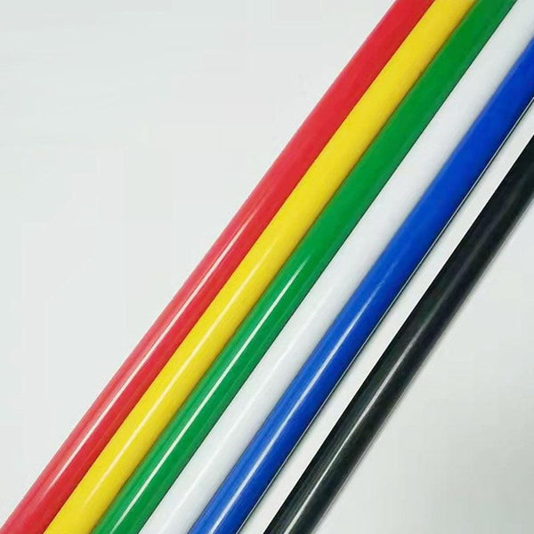 Colorful POM Acetal Rods in red, blue, yellow, green, black, and white – 50cm engineering plastic sticks