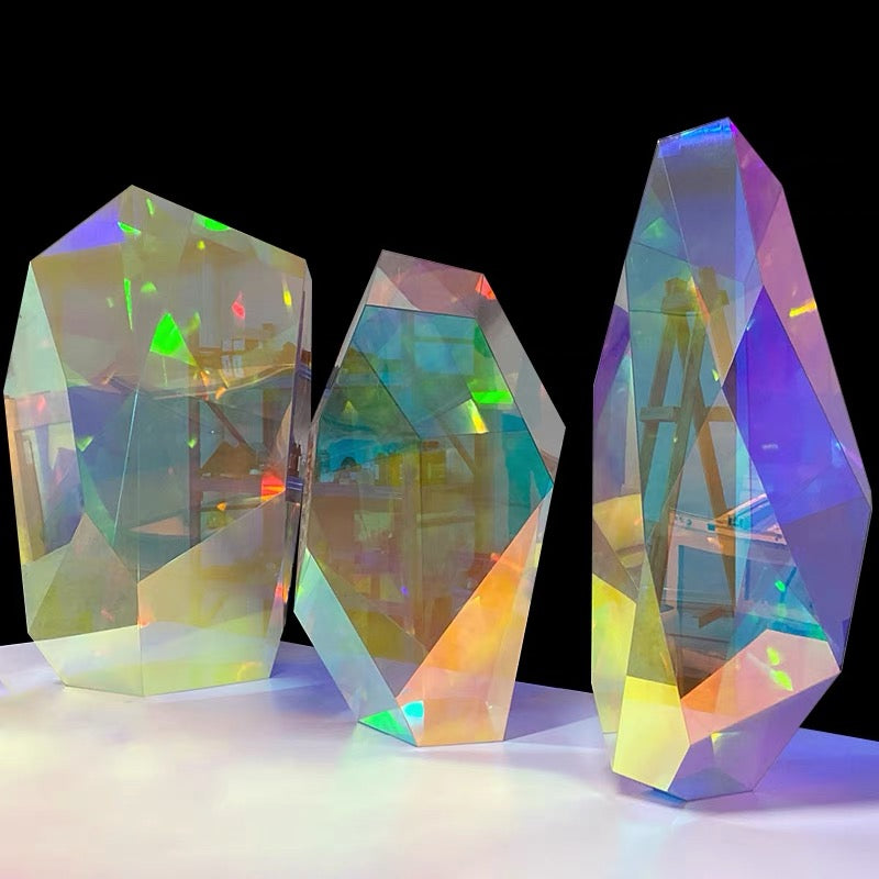 Close-up of colorful PMMA rainbow acrylic sheet suitable for CNC machining and cutting