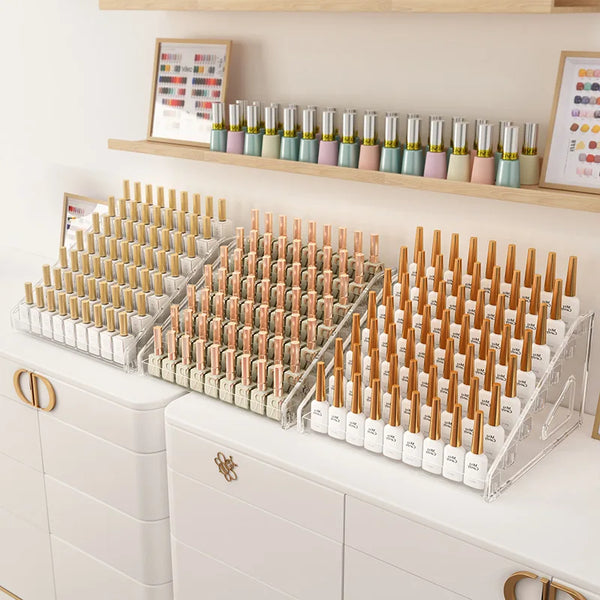 7-layer cosmetic organizer rack capacity demonstration with various bottle sizes