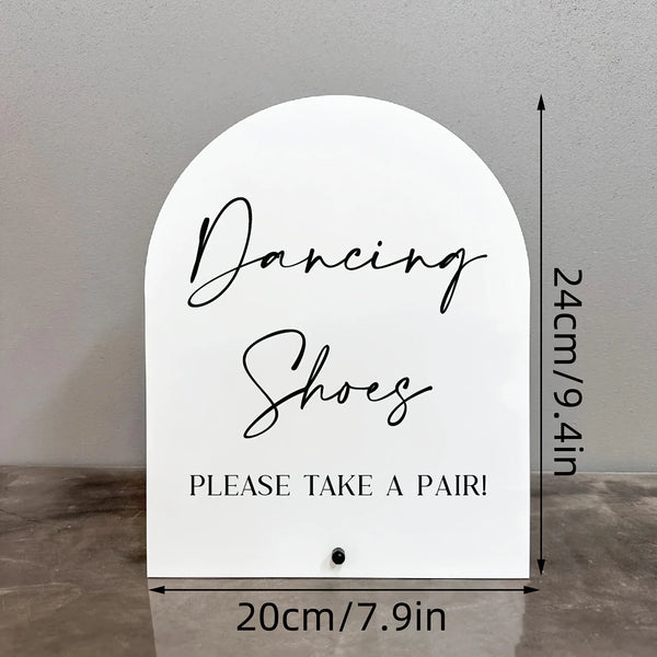 Custom acrylic desktop sign with UV printed design and clear PMMA stand for business display