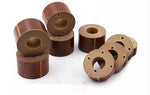 Custom CNC-machined phenolic Bakelite bushings sleeves and threaded components in brown for electrical insulation and mechanical applications