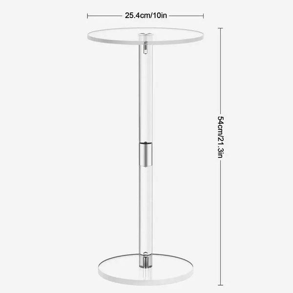 Easy-to-assemble clear acrylic drink table with sturdy metal legs