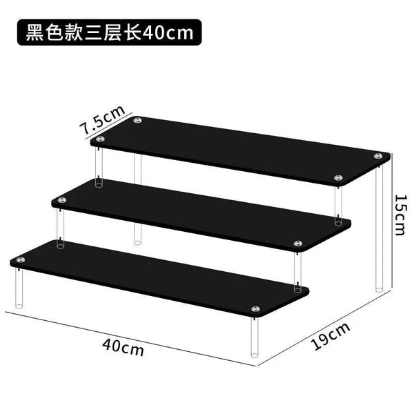 Step-by-step assembly process of acrylic tiered shelf