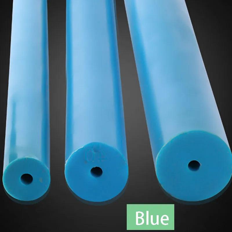 Close-up of elastic polyurethane rod texture showcasing surface smoothness and durability