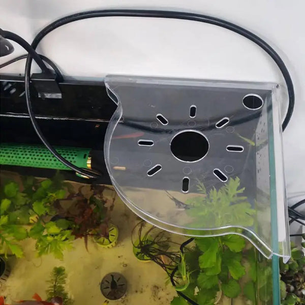 Transparent PMMA acrylic corner shelf for fish tank - side angle showing depth and thickness