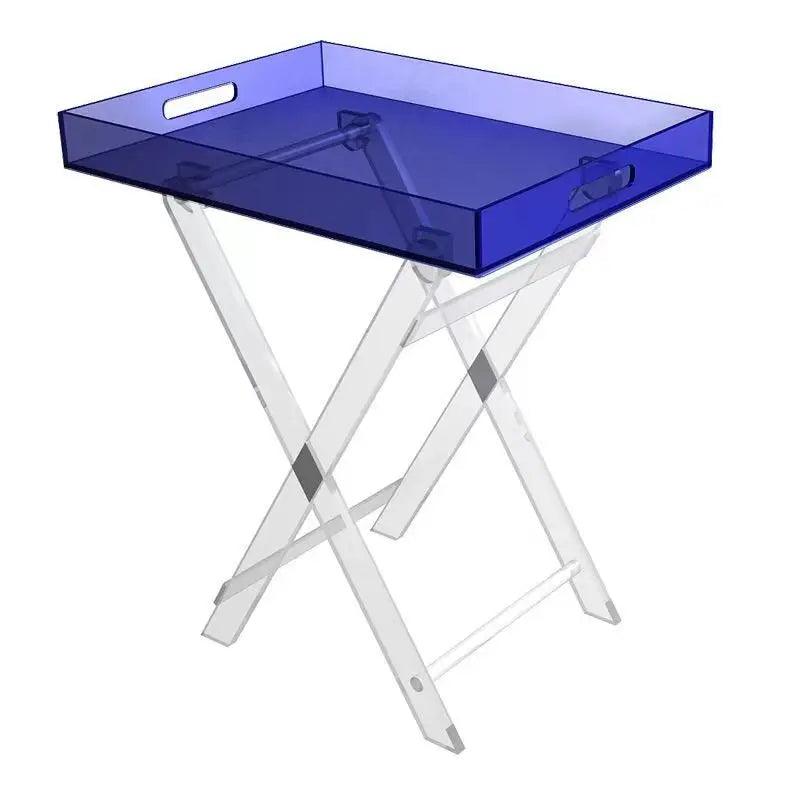 Acrylic coffee table used as photography prop or display furniture