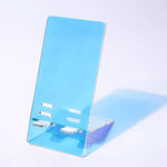 Close-up of iridescent acrylic sheet showing clean laser cut edges for DIY crafts