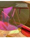 Iridescent acrylic table as retail store product display stand