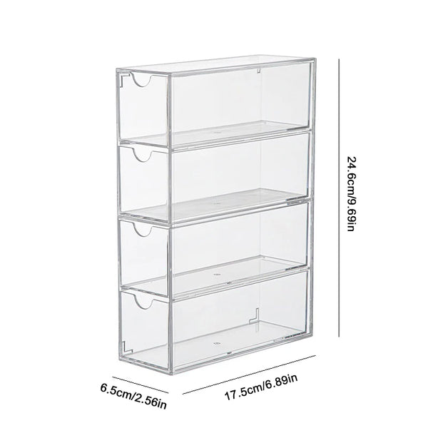 Versatile acrylic drawer organizer storing jewelry watches and accessories