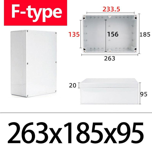 ABS junction box with open lid showing cable routing area